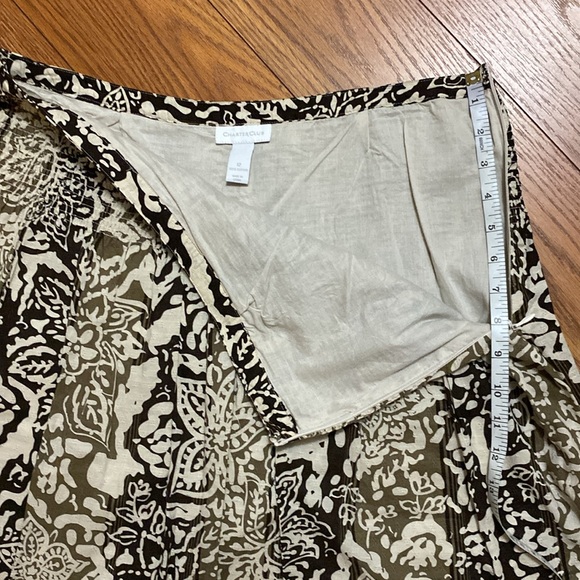Charter club women’s 💯cotton smocked flowy skirt brown beige tan abstract 13 - Picture 9 of 10